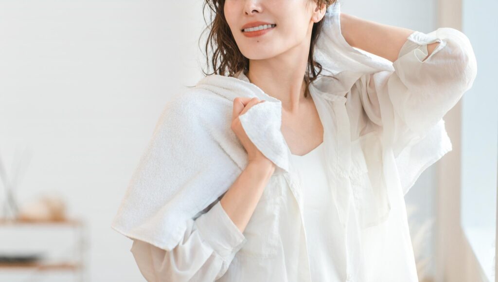 タオルドライをする様子